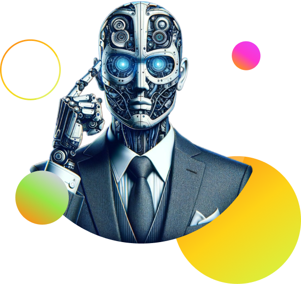 Robot with different circles on background